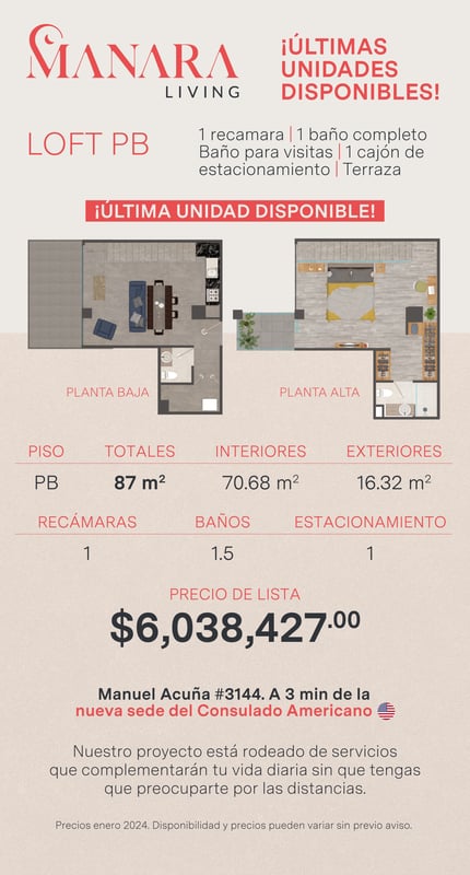 LOFT CON TERRAZA A 3 MINS DEL NUEVO CONSULADO 🤩