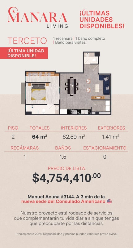 STUDIO A 3 MINUTOS DEL NUEVO CONSULADO 🇺🇸