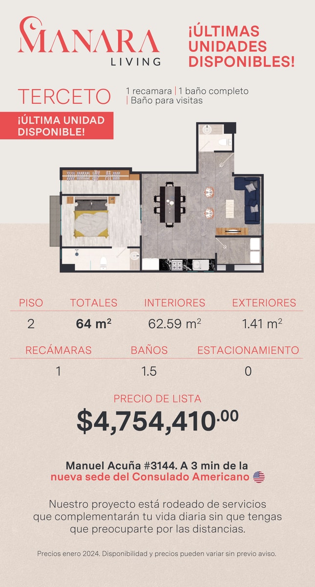 STUDIO A 3 MINUTOS DEL NUEVO CONSULADO 🇺🇸