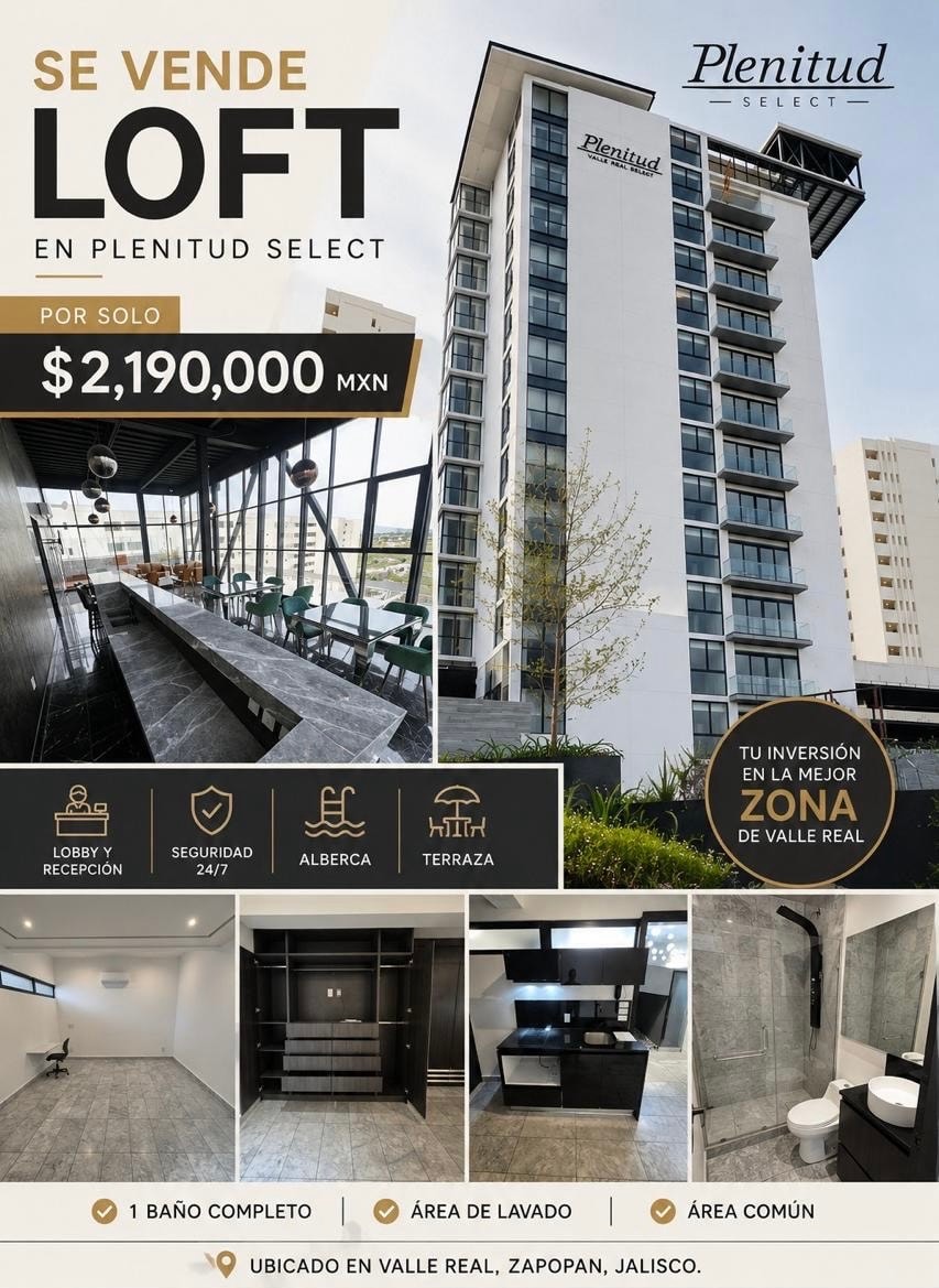 Loft en venta,  Torre Plenitud Select, Valle Real