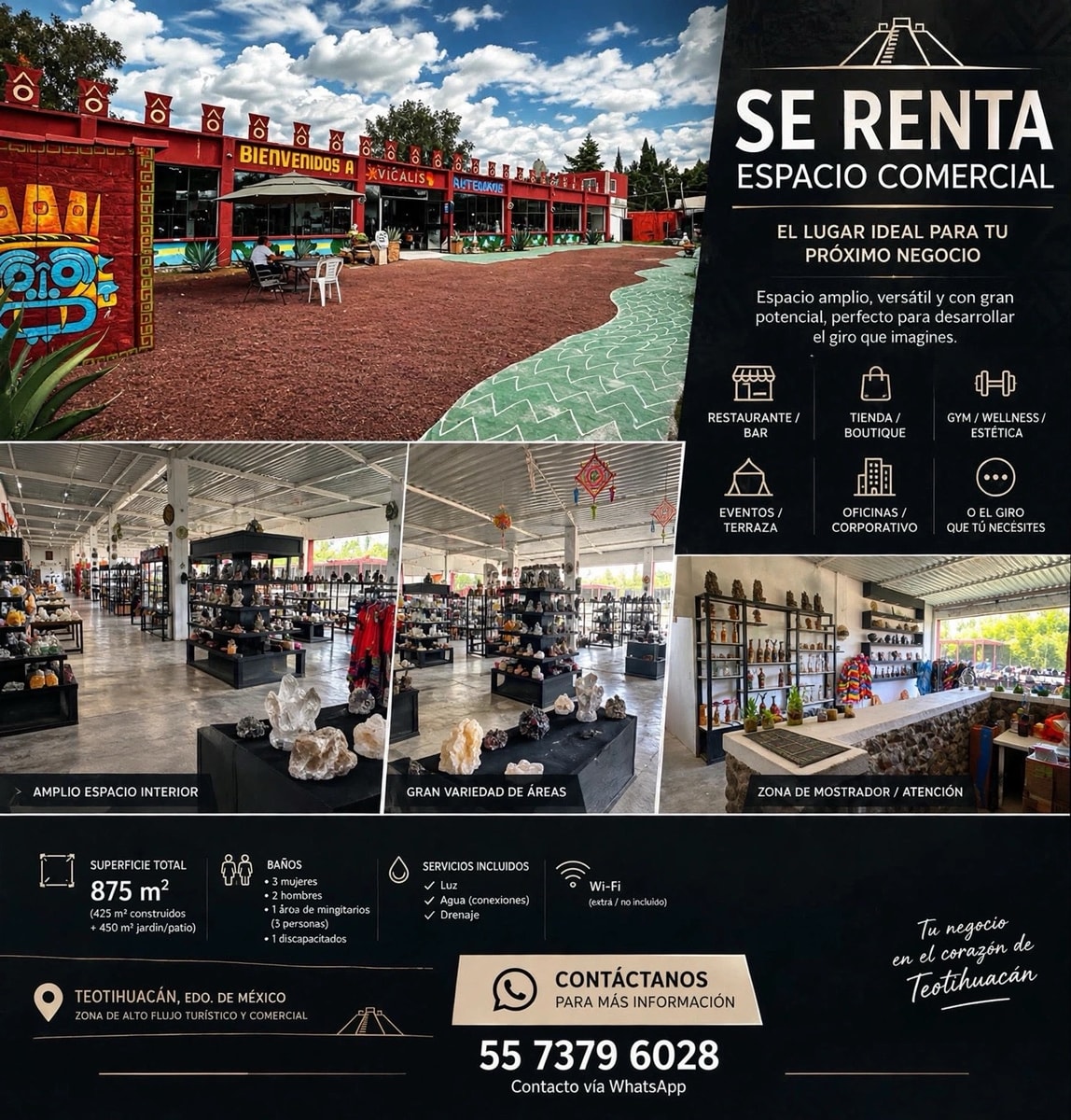Espacio comercial en renta frente a las pirámides 2