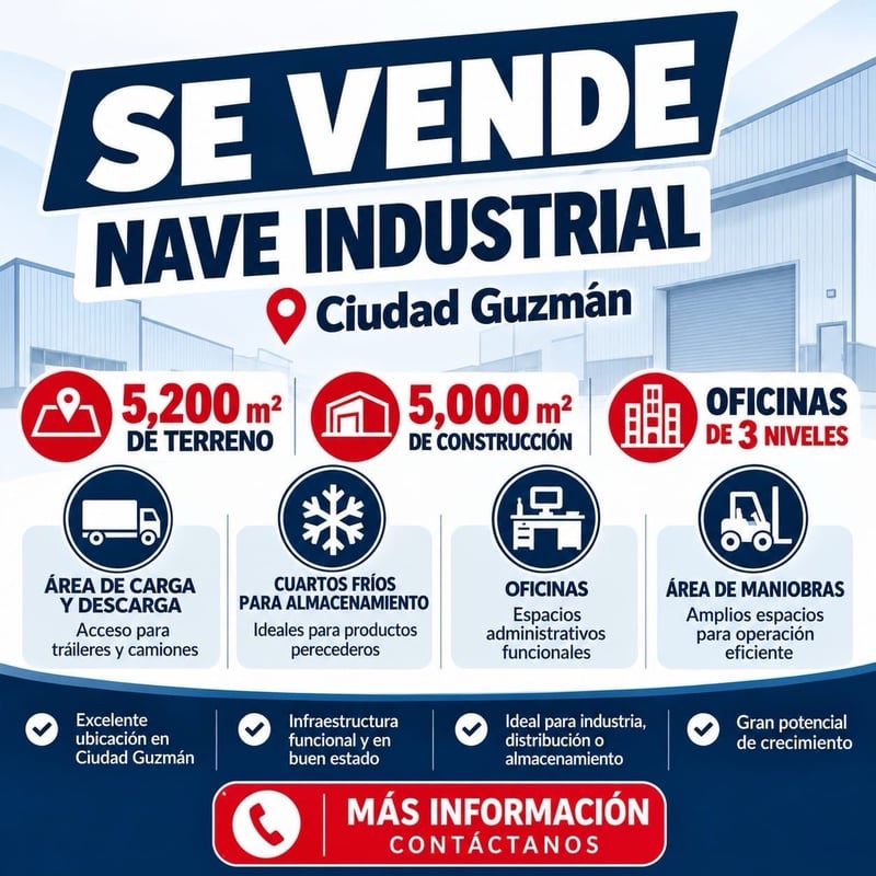 🏭 ¡NAVE INDUSTRIAL EN VENTA EN CIUDAD GUZMÁN, JAL, foto 2 de 6